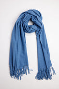 Blue scarf with fringe