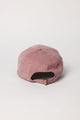 Back of blush pink corduroy baseball cap