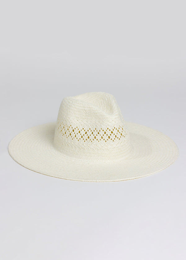 3/4 angle of Vented and Perforated Detail Sun Hat in bleach color