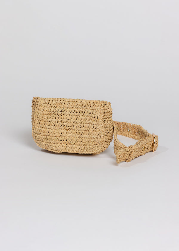 Raffia straw belt bag