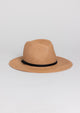Pecan brimmed Panama hat with black trim