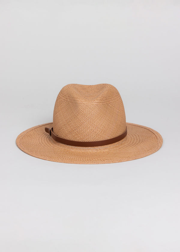Pecan brown Panama hat with brown trim