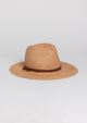 Pecan brimmed Panama hat with brown trim