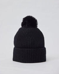 Cashmere Rib Beanie With Pom