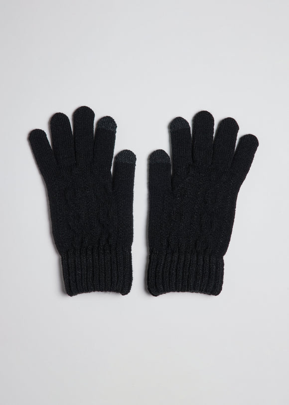 Black knit touch screen gloves