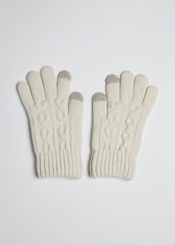 Ivory knit touch screen gloves