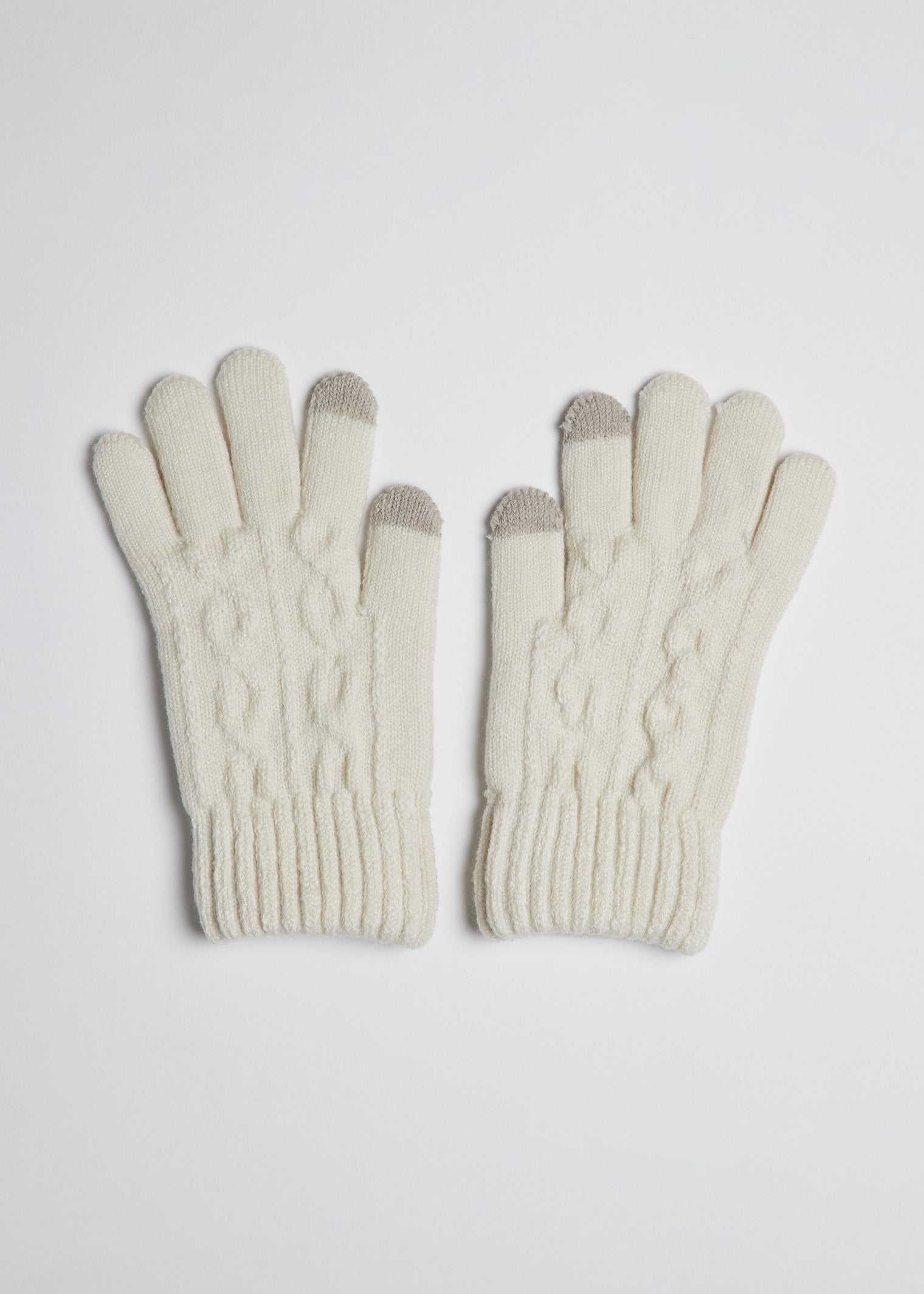 Ivory knit touch screen gloves