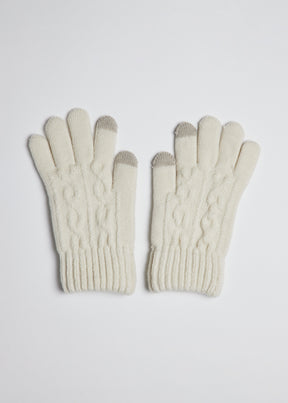 Ivory knit touch screen gloves