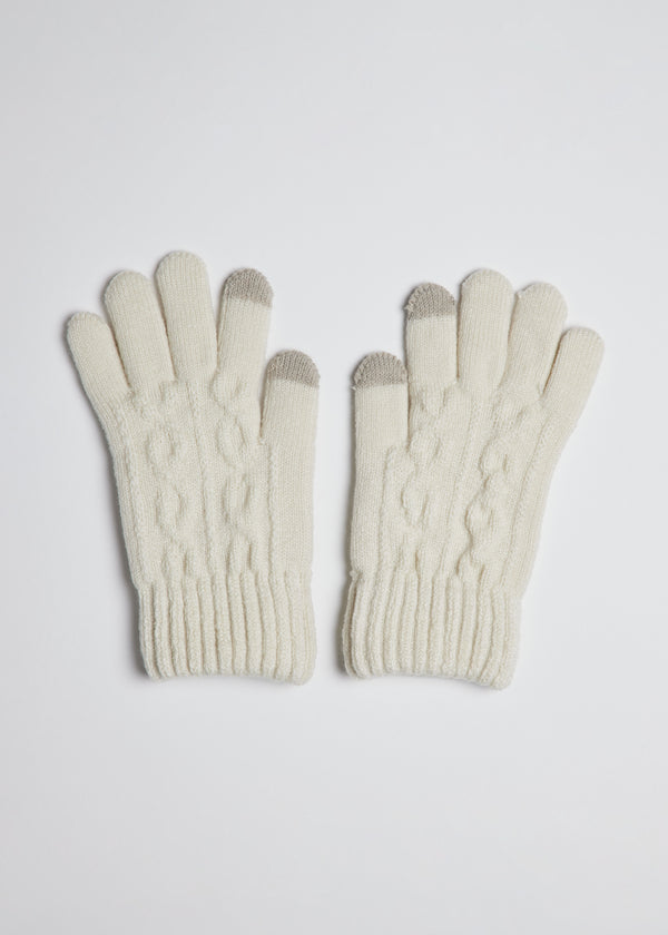 Ivory knit touch screen gloves