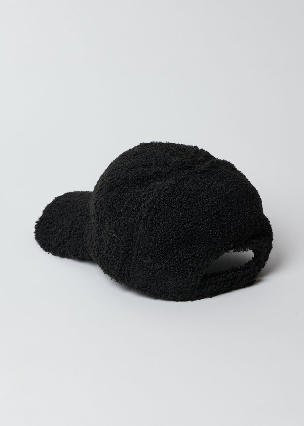 Back of black sherpa baseball cap