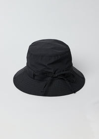 Back of black water resistant bucket hat