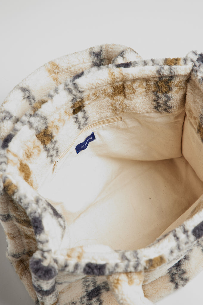 Small Teddy Tote- Neutral Plaid