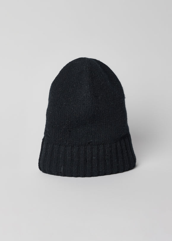 Black cashmere slouchy beanie