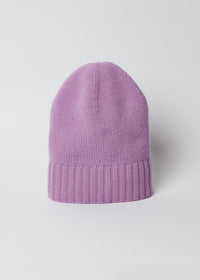 Lilac cashmere slouchy cuff beanie