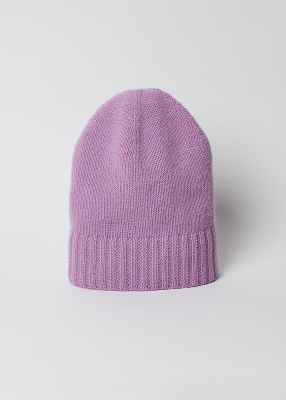 Lilac cashmere slouchy cuff beanie