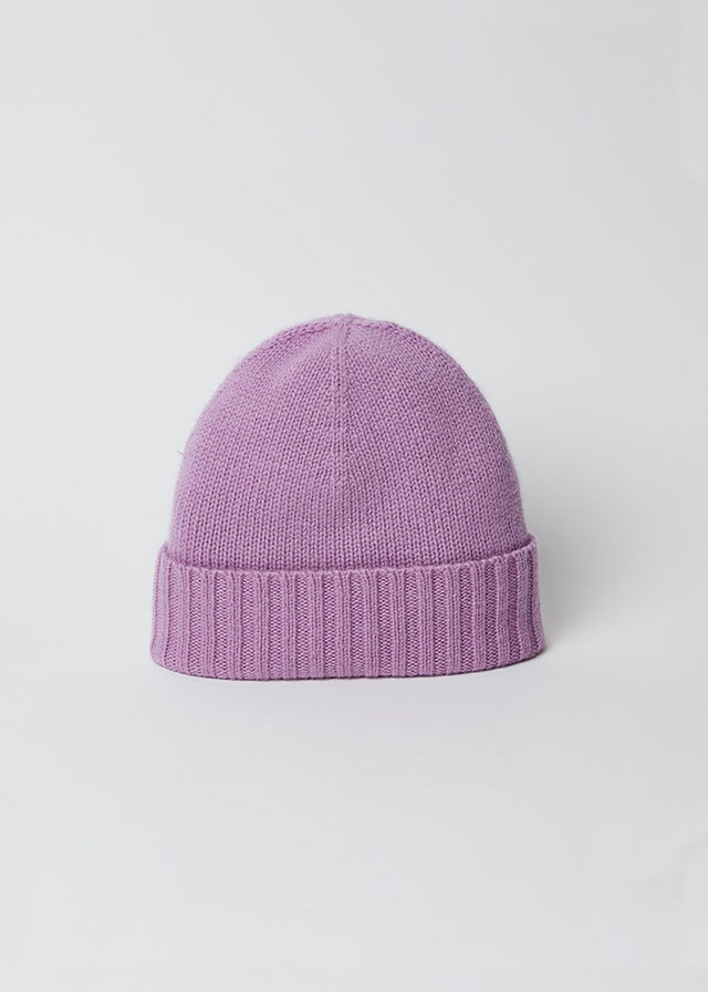 Lilac cashmere slouchy cuff beanie