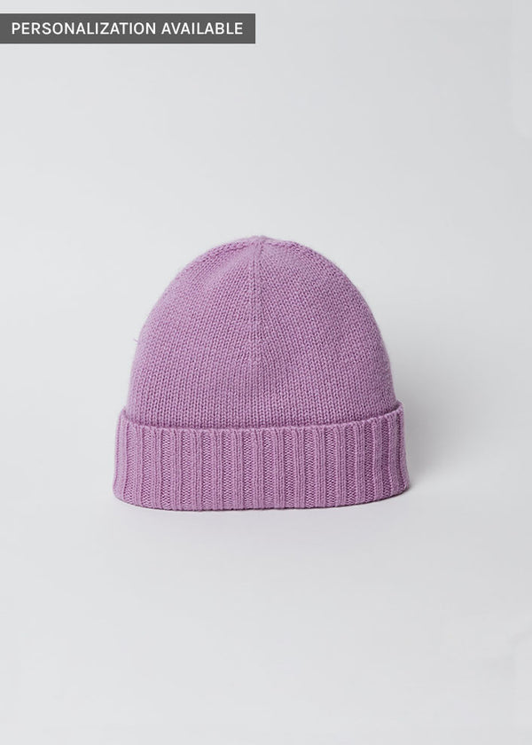 Lilac cashmere slouchy cuff beanie