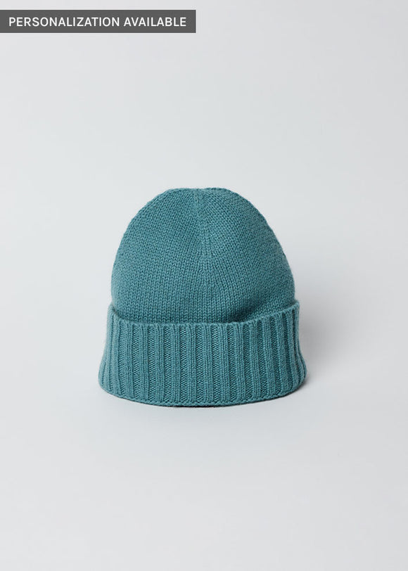 Marine blue cashmere slouchy cuff beanie