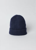 Navy cashmere slouchy cuff beanie