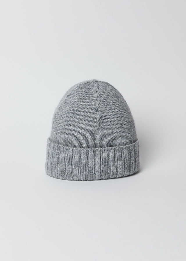 Grey cashmere slouchy cuff beanie
