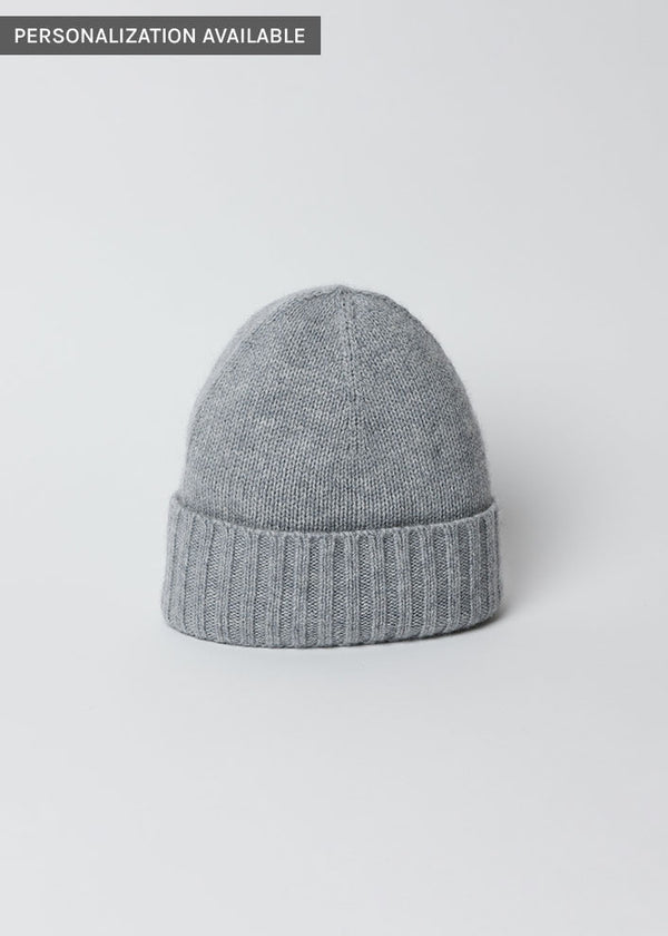 Grey cashmere slouchy cuff beanie