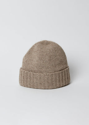 Taupe cashmere slouchy cuff beanie
