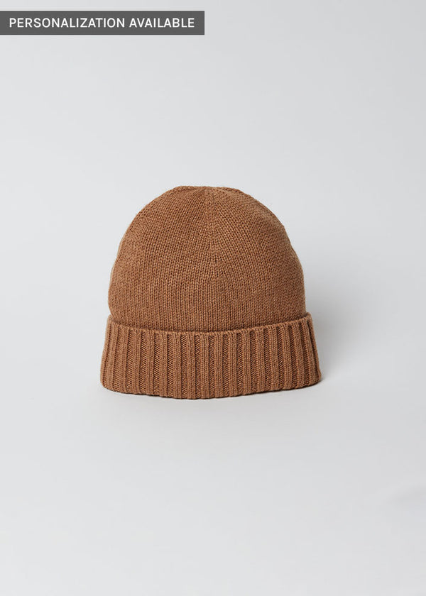 Tobacco brown cashmere slouchy cuff beanie