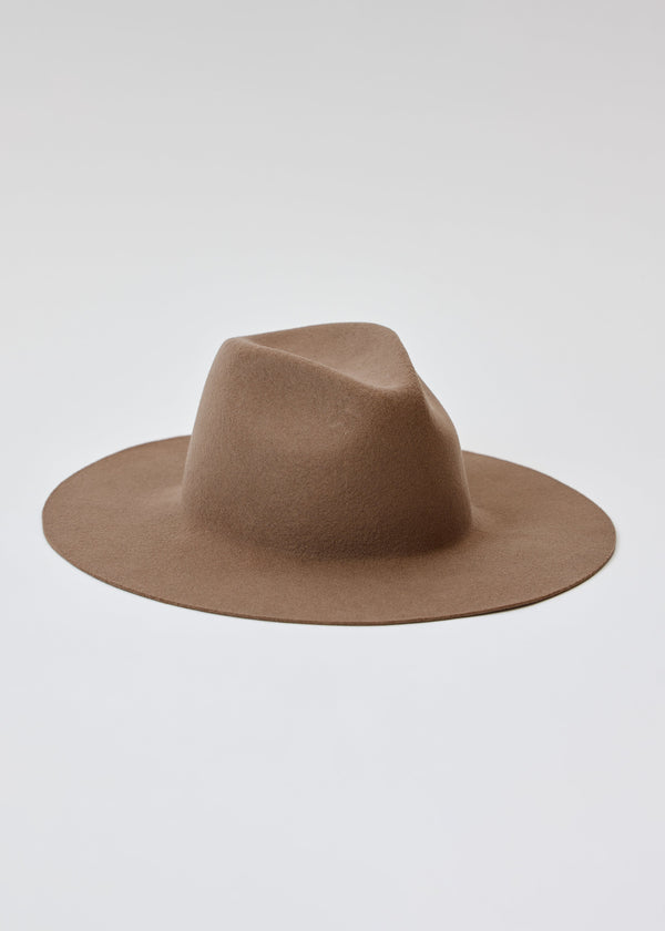 Taupe brown wool felt brimmed hat
