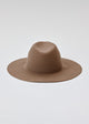 Back of taupe brown wool felt brimmed hat
