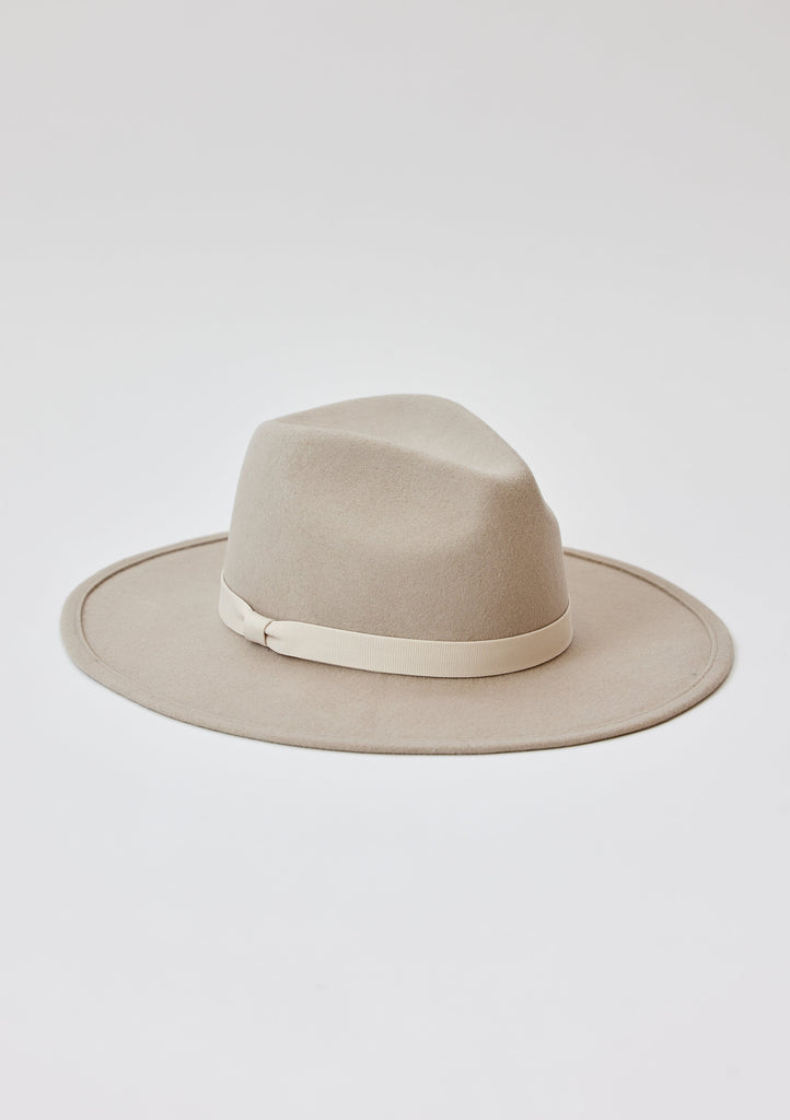 Louisa Beige Fedora Hat with Feathers - Grace and Dotty