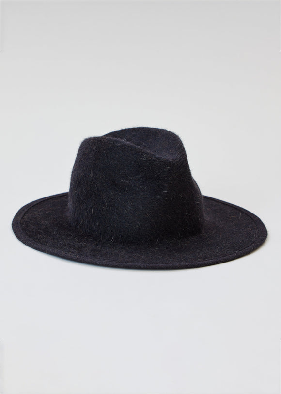 Black velour brimmed hat
