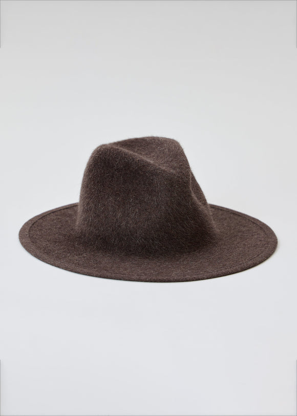 Brown velour brimmed hat