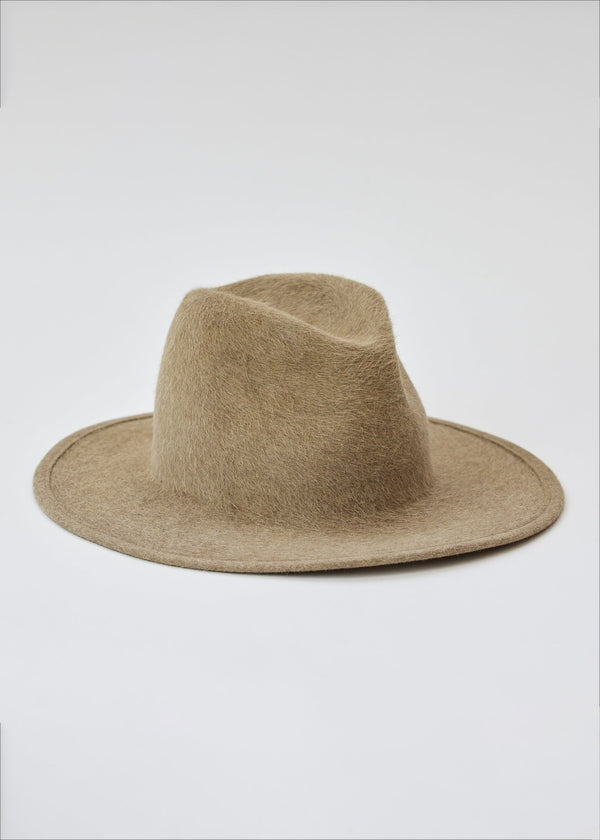 Camel brown velour brimmed hat