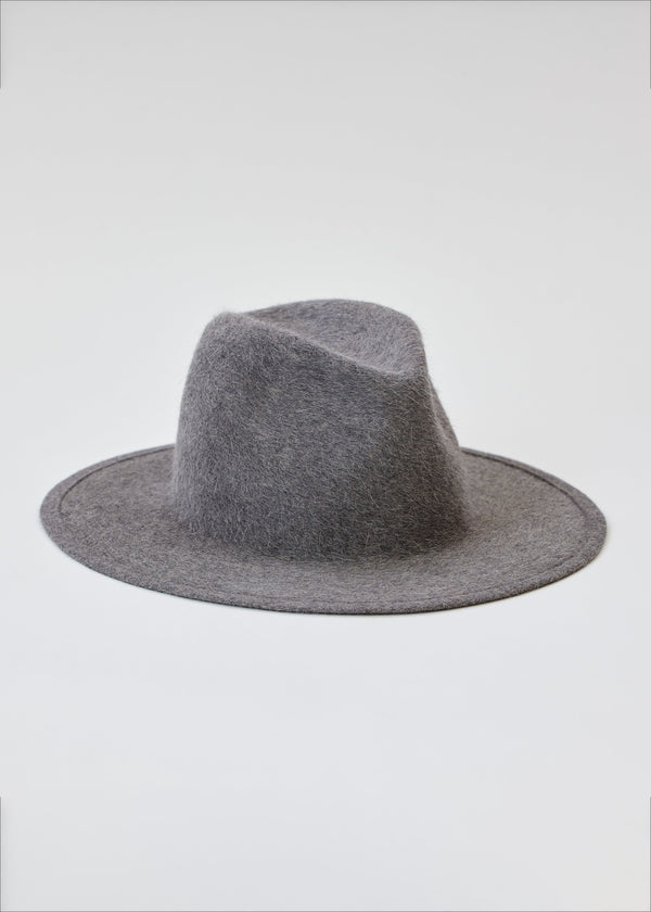 Grey velour brimmed hat