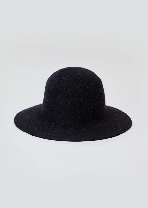 Black velour brimmed hat