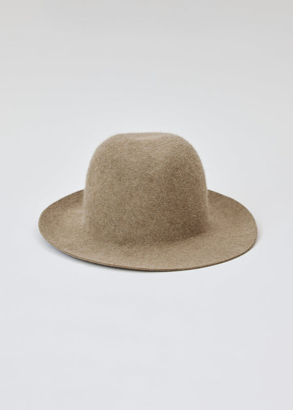 Camel brown velour brimmed hat