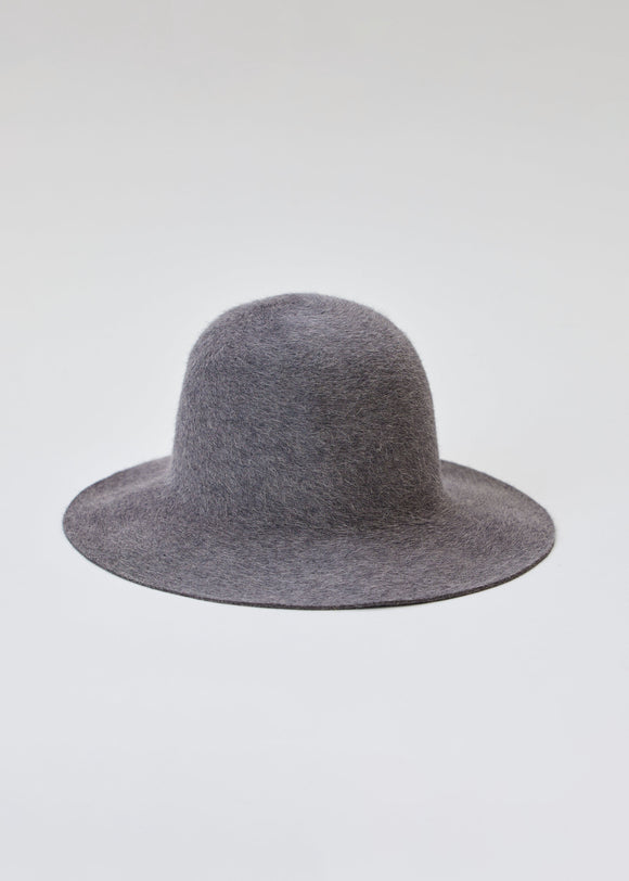 Light grey velour brimmed hat