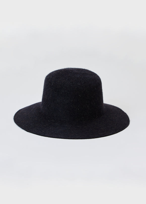 Black velour bucket hat