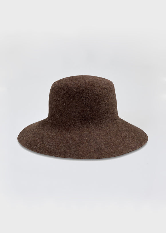 Brown velour bucket hat