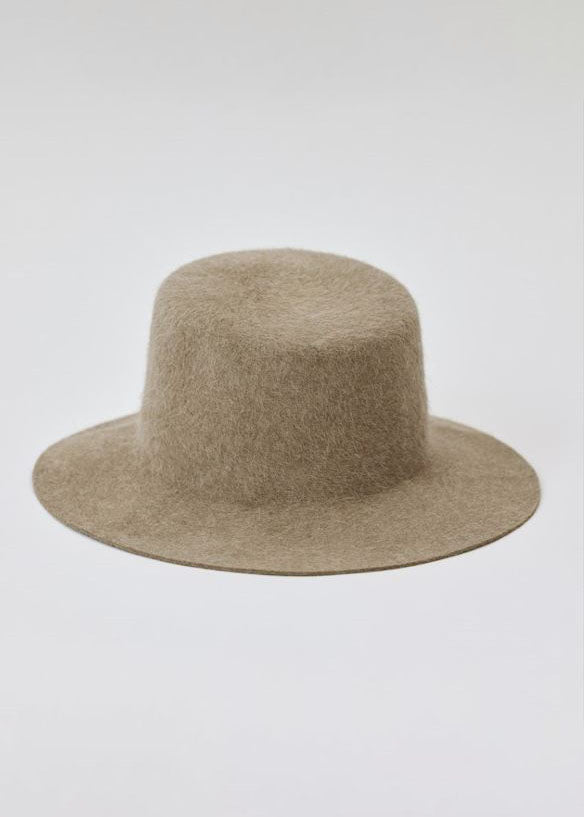 Camel brown velour brimmed hat