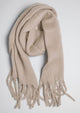 Taupe scarf with fringe