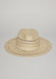 Front angle of striped sun hat