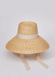 Large brimmed sunhat with ivory ribbon tie