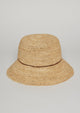 Natural straw bucket hat with brown stripe