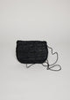 Black straw belt bag with crossbody strap