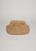Brown straw slouchy clutch
