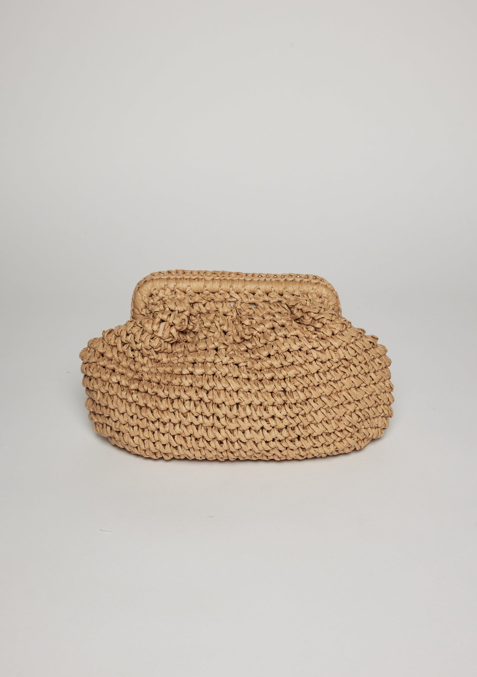 Brown straw slouchy clutch