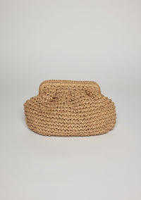Brown straw slouchy clutch