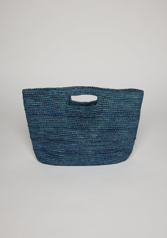 Denim blue straw bag