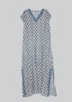 Blue and white v neck coverup dress